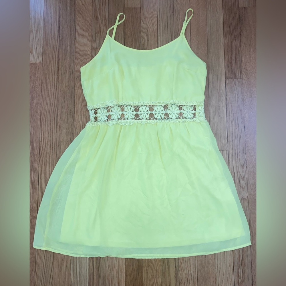 Yellow Spaghetti Strap Mini Dress